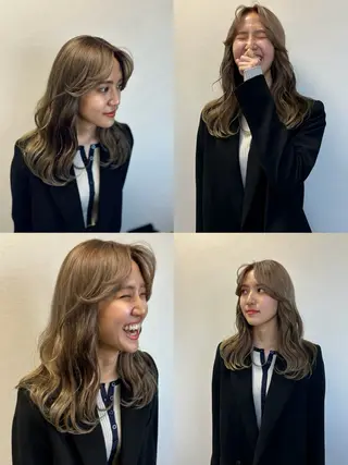 セミロング カラー 松井那津子 /ハイライトブリーチのヘアスタイル