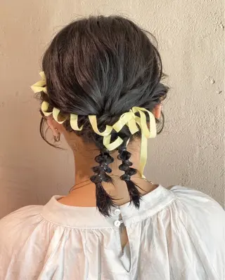 ショート パーマ ヘアアレンジ Marina/表参道 /ヘアセット/暖色のヘアスタイル