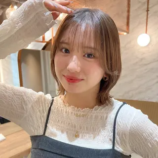 ショート カラー ボブ/巻ける縮毛矯正 /韓国レイヤーはなのヘアスタイル