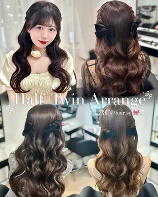 ロング ヘアアレンジ 𝒎𝒐𝒆🩰 名駅/ヘアメ/暖色♡のヘアスタイル