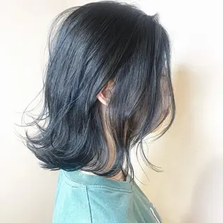 セミロング カラー 韓国レイヤーカット/ ダブルカラーのヘアスタイル