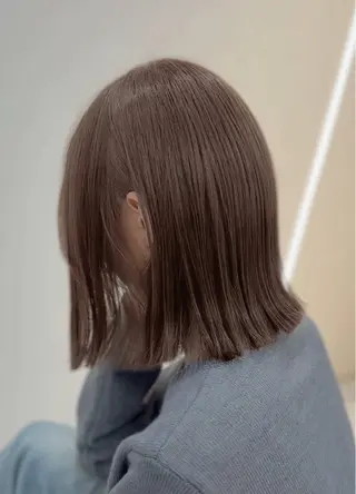 ミディアム カラー パーマ TOMO/ブリーチ 無しオリーブのヘアスタイル