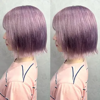 ショート カラー 💎色落ち綺麗に白肌 ラベンダー💎りんのヘアスタイル