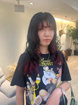 セミロング カラー パーマ つぼみ/パーマ ／レイヤー／ボブのヘアスタイル