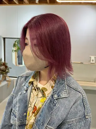 セミロング カラー ブリーチなしカラー ダブルカラーエクステのヘアスタイル