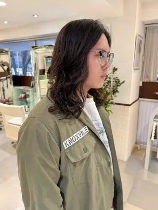 ミディアム パーマ メンズ ZENKO表参道店所属・デジタルパーマ 🌀ボブ　萩原　龍のヘアスタイル