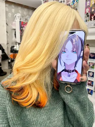 ロング カラー SALOWIN池袋East店3F所属・インナーカラー 推し ブリーチ  髪質改善のヘアスタイル