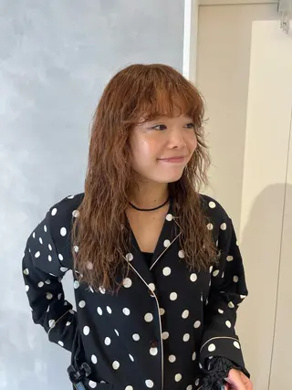 セミロング カラー パーマ ボブ/ベージュ/ パーマ🪿近森ゆいのヘアスタイル