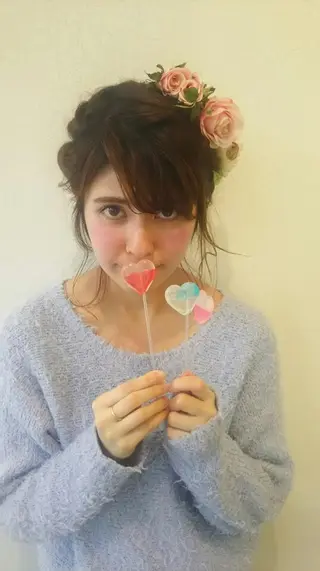 ミディアム ヘアアレンジ おう かいりのヘアスタイル