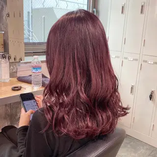 ロング カラー 僕なら縮毛矯正してて もブリーチできますのヘアスタイル
