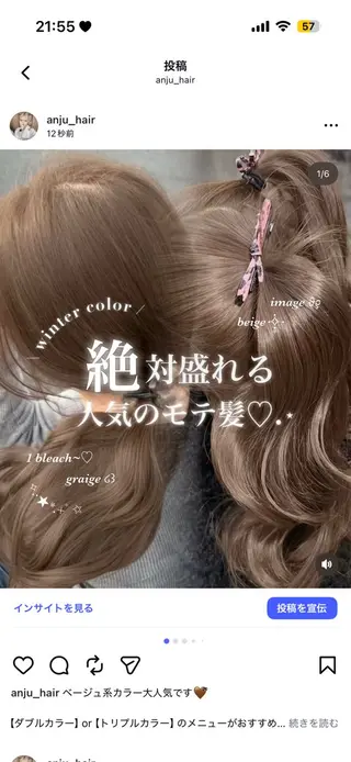 カラー 透ける透明感カラー 🤍anju🎀のヘアスタイル