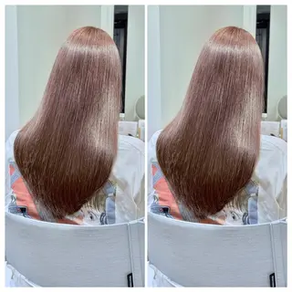 セミロング カラー 顔周りレイヤーカット 透明感カラー達冨のヘアスタイル