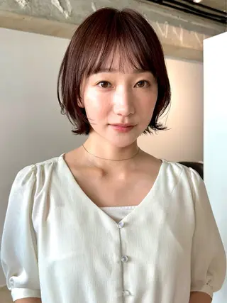 ショート カラー パーマ 🫧小顔×似合わせ× 透明感カラー🫧のヘアスタイル