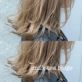 ミディアム カラー 渋谷ブリーチカラー 韓国ヘアyuikoのヘアスタイル