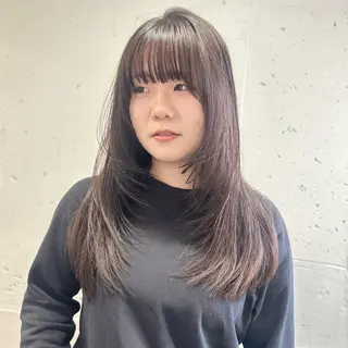 ロング ハッシュカット🎀 レイヤーカットのヘアスタイル