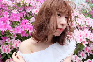 ミディアム カラー パーマ ヘアアレンジ レイヤー/ラベンダー オージュア/枝元唯のヘアスタイル