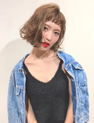 ショート ミディアム カラー パーマ ヘアアレンジ As hair所属・柔らか垢抜けｶﾗｰと ｶｯﾄ🫧ASUKAのヘアスタイル