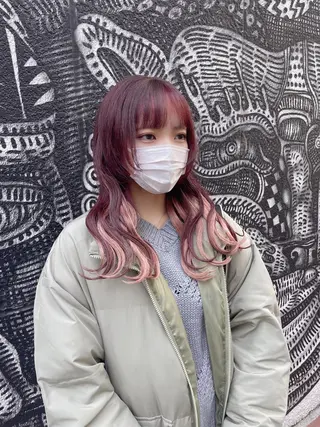 ロング カラー ヘアアレンジ haco+所属・🌈派手髪エクステ ブレイズ🌈ひろとのヘアスタイル