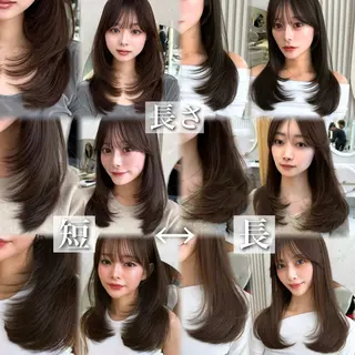 セミロング カラー 似合わせレイヤー 透明感カラーのヘアスタイル