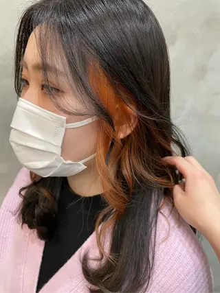 セミロング カラー 【ピンク/韓国ヘア/ ヘアセット】亜海のヘアスタイル