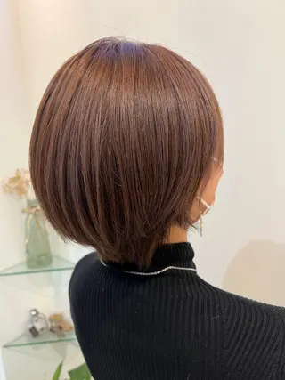 ショート カラー ブリーチしない暖色 カラー🥀杉 優菜のヘアスタイル