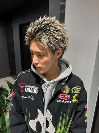 ショート パーマ メンズ *モデル募集🤍横浜 透明感カラー🫧のヘアスタイル