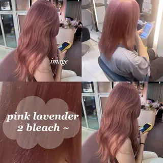 セミロング カラー ブリーチ/髪質改善/ ハイトーン/暖色のヘアスタイル