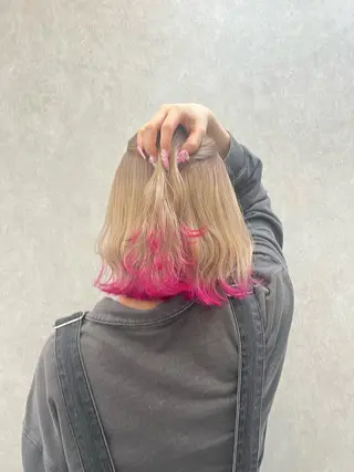 ミディアム カラー ARIA💎縮毛矯正 ブリーチ💎複雑履歴のヘアスタイル