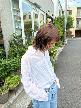 ミディアム カラー 似合わせカット レイヤー/ボブのヘアスタイル