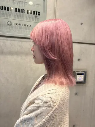 ミディアム カラー 暖色カラーワンカラー ななほ🌷⋆⭒˚のヘアスタイル