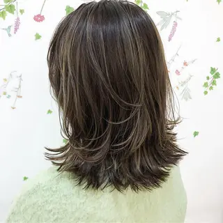 ミディアム カラー ショート/ボブ/ 白髪ぼかし/しんやのヘアスタイル