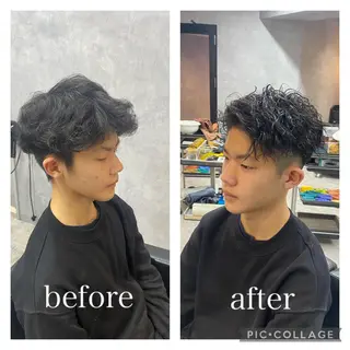 ショート カラー パーマ メンズ ツイストスパイラル/ メンズ特化/中川誠也のヘアスタイル