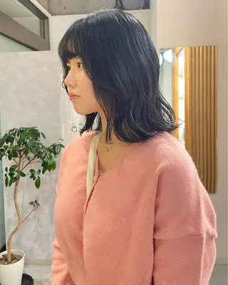 ミディアム カラー デザインパーマ/ 艶カラー/ボブのヘアスタイル