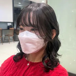 ミディアム パーマ 韓国風パーマ🌿コテ 巻き風パーマ/るいのヘアスタイル