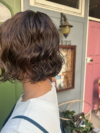 ショート パーマ 清水千優/パーマ/透 明感カラー/メンズのヘアスタイル