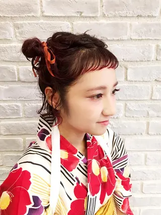 ショート ミディアム カラー パーマ ヘアアレンジ まつエク la fith所属・rico_by ヘアとアイブロウのヘアスタイル