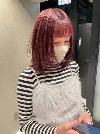 ミディアム カラー パーマ、ストパー モデル募集、ちはるのヘアスタイル