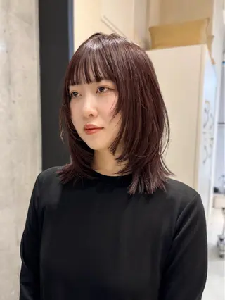 ミディアム カラー cie所属・ボブ/ミニボブ 透明感カラーkadoのヘアスタイル