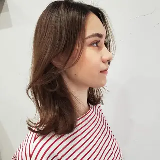 ミディアム カラー フリーランス所属・韓国ヘア レイヤー くびれヘアMATSUのヘアスタイル