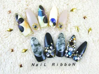 ネイル ネイルリボン 受付スタッフのネイルデザイン