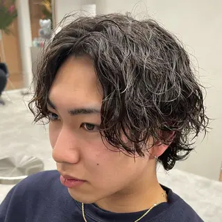 ミディアム パーマ メンズ メンズパーマ/波巻き 新潟/万代/夏芽🎀のヘアスタイル