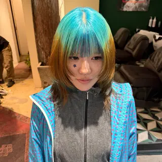 ミディアム カラー もりやま りりかのヘアスタイル