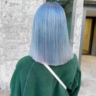 ミディアム カラー メンズウルフ🐺♡ ブリーチ♡ヘアメ🎀のヘアスタイル