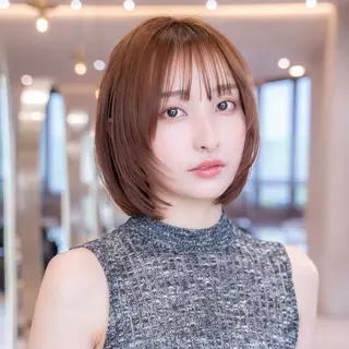 ミディアム カラー 渋谷／タッセルボブ ／顔周り/加邊凌也のヘアスタイル