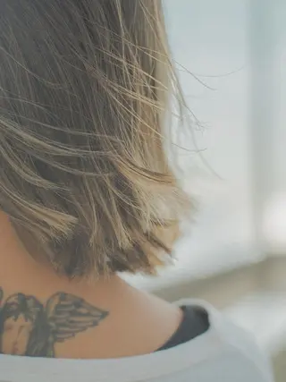 ミディアム 柳下 涼のヘアスタイル