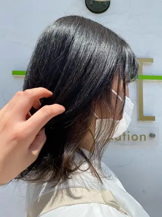 ミディアム カラー ブリーチなしWカラー /酸性ストレート河本のヘアスタイル