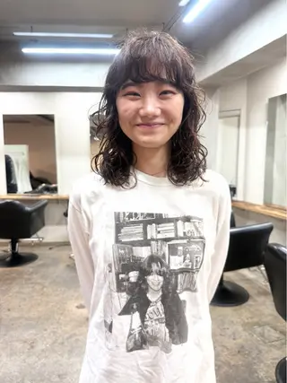 セミロング カラー パーマ 下北沢 soiのヘアスタイル