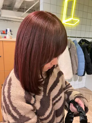 ミディアム カラー パーマ/縮毛矯正 /韓国風/佐藤里咲のヘアスタイル