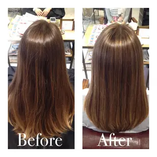 セミロング ロング カラー アオガミ （前髪顔周りカット）のヘアスタイル