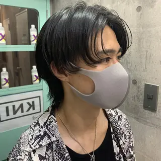 メンズ ウルフカットデザイン カラー特化アールイーのヘアスタイル